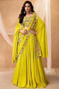 Discover the perfect blend of tradition and contemporary style with our exquisite Indo Western Dresses collection. Embrace the vibrant charm of our Lime Green Georgette Embroidered Saree Style Lehenga, complete with a trendy Jacket & Belt. Shop confidently at Like A Diva, where authenticity meets excellence. Enjoy the assurance of 100% genuine products, punctual delivery, and unparalleled quality. Elevate your fashion game with our Indo Western Dresses – a fusion of elegance and modern flair.




