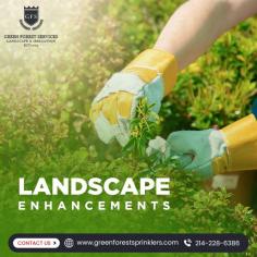 
Landscape Enhancement Services TX

Transform your outdoor space with our breathtaking Landscape Enhancements!
From lush gardens to captivating water features, we bring nature's beauty to life.

Know more: https://greenforestsprinklers.com/landscape-enhancements/

