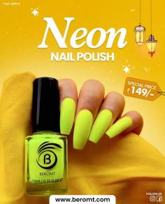 A unique collection of neon nail polishes that grabs attention! Available online at a low cost | Beromt