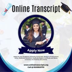 Online Transcript is a Team of Professionals who helps Students for applying their Transcripts, Duplicate Marksheets, Duplicate Degree Certificate ( Incase of loss or damaged) directly from their Universities, Boards, or Colleges on their behalf. Online Transcript focuses on the issuance of Academic Transcripts and making sure that the same gets delivered safely & quickly to the applicant or at the desired location. 