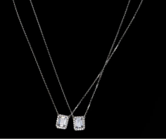 The Classic Irene Riviere Necklace is an Upscale Statement piece that features 100 Fascinating, Sparkling, 3mm simulated diamonds captured within a prong setting.