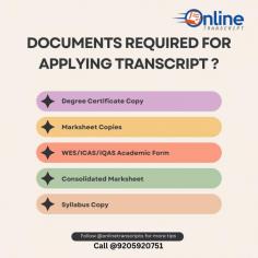 Online Transcript is a Team of Professionals who helps Students for applying their Transcripts, Duplicate Marksheets, Duplicate Degree Certificate ( Incase of loss or damaged) directly from their Universities, Boards, or Colleges on their behalf. Online Transcript focuses on the issuance of Academic Transcripts and making sure that the same gets delivered safely & quickly to the applicant or at the desired location. 