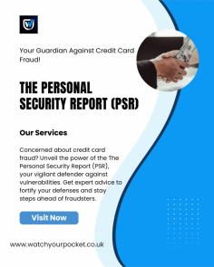 Worried about safeguarding your finances? Introducing the The Personal Security Report (PSR), your ally in identifying vulnerabilities and offering expert guidance to thwart potential credit card fraud. 
https://www.watchyourpocket.co.uk/types-of-fraud/credit-card-fraud/