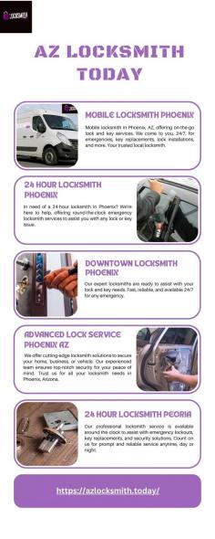 Are you looking for a trusted mobile locksmith in Phoenix, Arizona? Our 24/7 emergency locksmith services are here to assist you with expert lock and key solutions. Whether you're locked out of your home, car, or need lock repairs, our skilled locksmiths are just a call away. We offer swift response times and competitive pricing. Count on us for all your locksmith needs in Phoenix and the surrounding areas. Your security and peace of mind are our top priorities.