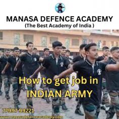 How to get job in INDIAN ARMY
Welcome our comprehensive guide on to get a job in the Indian Army Whether you dream of the prestigious uniform or serving nation, this video will you with all the essential and step-by-step guidance kickstart your journey towards the Indian Army.

this video, we cover aspects that are crucial securing a position in the Indian Army. We by explaining the eligibility criteria, such as age, qualifications, physical fitness, nationality requirements. Next we delve into the different schemes available, including National Defense Academy (N), Combined Defense Services , Army Entry Scheme and more.

Furthermore, we reveal the selection process, which includes written exams, interviews, physical fitness tests, and medical examinations. We highlight the importance of thorough preparation and share tips and resources to assist you in acing each stage.

Additionally, we discuss the training procedures and the rigorous training academies where you will undergo intense physical and mental transformation to become a part of the Indian Army.

Joining the Indian Army is not a career choice but a commitment towards serving your nation with honor and dedication. Watch our video to gain a complete understanding of the procedure, requirements, and challenges you may encounter during this extraordinary journey.

Subscribe to our channel for more informative videos on defense careers and related topics. Hit the bell to stay updated with our latest uploads. Begin your journey towards a fulfilling career in the Indian todayw to get job in INDIAN ARMY

call : 77997 99221 www.manasadefenceacademy.com