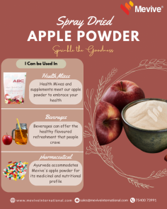Our Premier spray-dried apple powder elevates health mixes, beverages, and pharmaceuticals. Nutrient-dense and adaptable for maximum wellness.