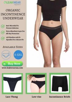 Say goodbye to discomfort with LeakWear Organics' Incontinence Underwear, the ideal solution for bladder leaks at any age. Our organic incontinence underwear offers:
- Anti-microbial protection
- Extra absorbent layer for all-day protection
- 95% bamboo and 5% spandex for a secure fit
Order now at https://bit.ly/486IlNL for discreet and reliable protection.