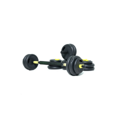 The Plastic Dumbbell Barbell Set (40KG), is your ‘all in one’ dumbbell set answer to home-use training. Coming in at an affordable price, you receive durable weight plates for your dumbbells as well as a padded bar which attaches both dumbbells together, transforming them into a barbell.
