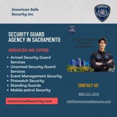 Discover peace of mind with American Safe Security's top-notch security guard services in Sacramento. Our trained professionals provide comprehensive security solutions tailored to your specific needs. Whether it's safeguarding your business, events, or residential spaces, our dedicated team ensures a vigilant and secure environment. Trust us for reliable, 24/7 protection that goes beyond the ordinary, backed by years of experience and a commitment to excellence. Read more here: https://americansafesecurity.com/security-guard-services-sacramento/