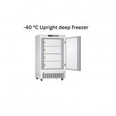 -40 °C Upright deep freezer  is a single solid door standalone freezer equipped with electronic temperature control. Direct-cooling ensures consistent performance at utmost efficiency for prolonged refrigeration. Drawers facilitates organized storage compatible with sample standards. System alarms include high or low set temperature limits and temperature control sensor.