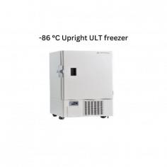 -86 °C Upright ULT freezer  is a standard single solid door standalone freezer equipped with electronic temperature control. Direct-cooling ensures consistent performance at utmost efficiency for prolonged refrigeration. Shelved platform with partition facilitates organized storage compatible with sample standards. System alarms include high or low set temperature limits, sensor fail or temperature controller and open ajar conditions.