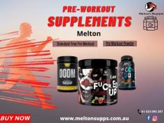 Support your workout & performance with the best pre workout supplements from Melton Supps. Huge discounts across the entire range of supplements in Australia.