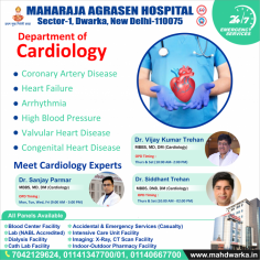 The best cardiac hospital in Dwarka, Delhi, is Maharaja Agrasen Hospital, where doctors and nurses are experts in treating and identifying heart and lung conditions. For more details visit here:https://www.mahdwarka.in/cardiology.php