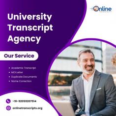 Online Transcript is a Team of Professionals who helps Students for applying their Transcripts, Duplicate Marksheets, Duplicate Degree Certificate ( Incase of lost or damaged) directly from their Universities, Boards or Colleges on their behalf. Online Transcript is focusing on the issuance of Academic Transcripts and making sure that the same gets delivered safely & quickly to the applicant or at desired location.  https://onlinetranscripts.org/