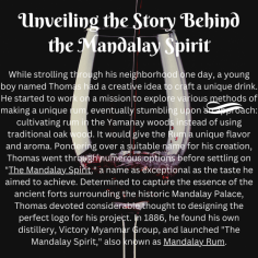 This is a story of how the Mandalay Spirit was made and how the owner and CEO made efforts to make it successful.
https://medium.com/@taylorholmes676/the-mandalay-spirit-918fb90db069