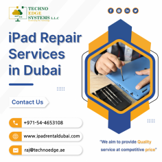 iPad Repair Dubai, All IPad repairs are handled by our professionals at Techno Edge Systems L.L.C provides you the end-to-end solutions for the ipad related issues. For More info Contact us: +971-54-4653108 visit us: https://www.ipadrentaldubai.com/ipad-repair-dubai/