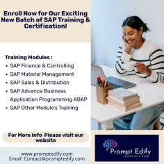 Looking for comprehensive SAP training in South Africa? Explore Prompt Edify for expert-led courses on SAP S4/HANA, covering key modules like SAP FICO. Our tailored programs ensure hands-on SAP learning, equipping you with the skills essential for success in the dynamic business landscape. Elevate your career with our specialized SAP training courses, designed to provide practical knowledge and industry-relevant insights. Join us to unlock the full potential of SAP, enhance your proficiency in SAP FICO, and embark on a rewarding learning journey. Choose Prompt Edify for top-notch SAP training and stay ahead in the competitive world of SAP.