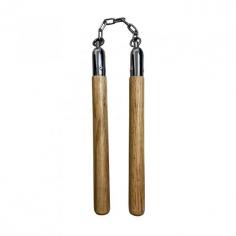 Bruce Lee Nunchaku

Wooden handle nunchaku (nunchucks), 

Measures 12 inches long from wooden end to start of chain
7 inch chain
Total weight: 0.7lbs
Total length = 31 inches

Know more: https://www.kungfudirect.com/nunchakus-whips-and-sectioned-equipments/

