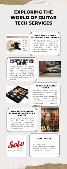 When nurturing your passion for guitar playing, understanding the value of guitar tech services is crucial. These services encompass a wide range of activities - from the basic setup of your instrument to intricate sound enhancements. For both budding musicians and seasoned pros, these services are not just a luxury but a necessity to ensure that your instrument is always in its prime condition. Click here for more information: https://www.solomusicgear.com/.