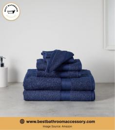 AmazonBasics6PieceBathTowelSetinNavyBlue Best Bathroom Accessory