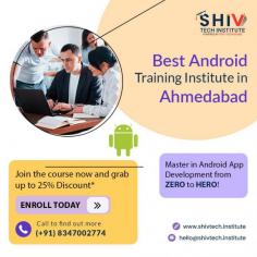 Do you want to get the best Android training in Ahmedabad? Shiv Tech Institute is the right place for you. We provide live project training and you become a certified Android app developer at the completion of the course. Our course includes the following modules:
- Basics
- Android Studio
- File Structure, Components 
- Core Topics & Layout
- Database & App Publish
Enroll today and grab up to 25%* discount. The offer is available for a limited time only!