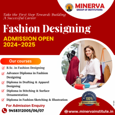 At Minerva, our Fashion Designing program stands out for its cutting-edge curriculum. Focused on the latest industry trends and innovations, students engage in a curriculum that combines traditional design principles with modern techniques. The curriculum is designed to equip aspiring designers with the skills needed to thrive in a rapidly evolving fashion landscape.