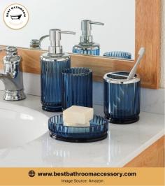 HeavyWeightBlueGlassBathroomAccessoriesSet Best Bathroom Accessory