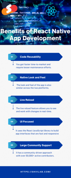 Do you know why React Native is the best option for app development? Check out our infographic which explains the key benefits of React Native app development. Discover this visual graphic and know why React native development is the ultimate solution for cross-platform app development. Explore the benefits of React native development service and create a fast mobile application for iOS and Android platforms. 
