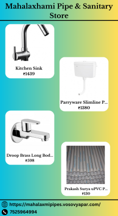 Visit our sanitary shop near Powayan Road, Shahjahanpur, Uttar Pradesh, for a comprehensive range of high-quality sanitary items. Explore a diverse collection of bathroom fixtures, faucets, showers, and accessories to enhance the functionality and aesthetics of your space. Upgrade your bathroom space with top-notch products that blend style and functionality seamlessly.
Visit our website - https://mahalaxmipipes.vosovyapar.com/
 