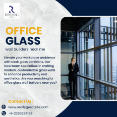 Elevate your workplace ambience with sleek glass partitions. Our local team specializes in crafting modern, customizable glass walls to enhance productivity and aesthetics. Are you searching for office glass wall builders near you? Contact us for a seamless installation experience tailored to your office's unique needs.
