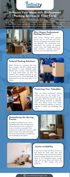 Moving can be a stressful and time-consuming process, but with the right assistance, it can become a smoother and more manageable experience. If you're planning a move in Cape Coral, Florida, consider the benefits of professional packing services. One company that stands out in providing top-notch packing services is Infinity Moving Inc.