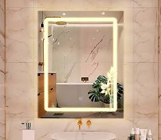 Buy Kenny Silver Rectangular shaped LED Mirror with Triple Light Online From Wooden Street