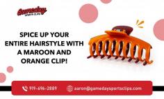 Keep Your Hair in Style with a Maroon and Orange Hair Clip!

Ready to rock the show, but still looking for a perfect hairdo? Try out our maroon and orange hair clip that fits both your apparel as well as hairstyle without compromising your aesthetics. Shop now to pamper yourself with Game Day Sports Clips exclusive and stunning collections!
