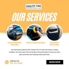Top rated paint protection film, window tint, car wrap and ceramic coating, installers. Our clean state of the art facility is the perfect place to have your auto paint protection and restyling needs performed.
https://www.avalostint.com/paint-protection-las-vegas