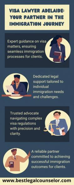 Navigating the intricate maze of immigration laws and procedures can be daunting, but with Visa Lawyer Adelaide by your side, the journey becomes smoother. As your dedicated partner in the immigration process, we offer comprehensive legal support and expert guidance tailored to your unique circumstances. Experienced lawyers in Adelaide specialize in visa matters, ensuring that every aspect of your case is handled with precision and care. Whether you're seeking to migrate, work, study, or reunite with family in Australia, we are committed to advocating for your rights and securing the best possible outcome for your immigration journey.
Visit Here - https://www.bestlegalcounselor.com/australia/immigration-lawyer/adelaide