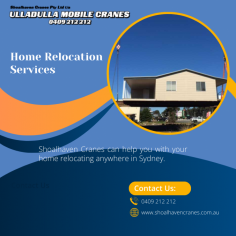 Looking for a house relocation services Ulladulla? Shoalhaven Crane is a reputed company offering the high efficient house relocation service in Sydney. For reliable and efficient house relocation services,  0409 212 212 call us today. Visit Us at https://www.shoalhavencranes.com.au/house-relocation.php
