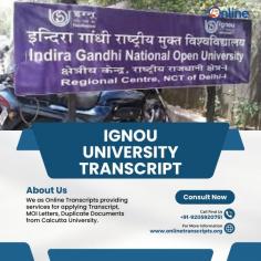 Online Transcript is a Team of Professionals who helps Students for applying their Transcripts, Duplicate Marksheets, Duplicate Degree Certificate ( Incase of lost or damaged) directly from their Universities, Boards or Colleges on their behalf. Online Transcript is focusing on the issuance of Academic Transcripts and making sure that the same gets delivered safely & quickly to the applicant or at the desired location. https://onlinetranscripts.org/transcript/applyignoutranscript/
