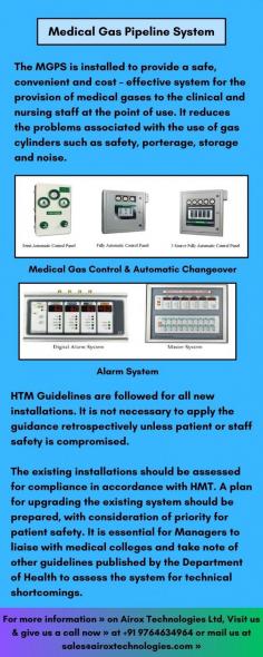 Explore Airox Technologies' cutting-edge Medical Gas Pipeline System designed to deliver reliable Medical Oxygen for Hospitals and healthcare facilities. Our state-of-the-art Medical Oxygen Plant ensures uninterrupted and high-quality oxygen supply, meeting the stringent demands of modern medical practices. Discover how our advanced Medical Gas Pipeline System optimizes the delivery of life-saving Medical Oxygen, enhancing patient care and safety. Trust Airox Technologies for innovative solutions in Medical Oxygen delivery systems and Medical Gas Pipeline Infrastructure.

For more information » on Airox Technologies Ltd, Visit us & give us a call now » at +91 9764634964 or mail us at sales@airoxtechnologies.com »