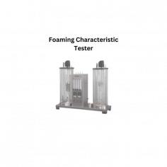 Foaming characteristic tester is a microprocessor controlled unit with high speed gearing and pumping system. It is equipped with a low temperature bath and condenser for empirically rating the foaming tendencies at specific temperatures.