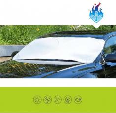 https://www.manful.com/product/radi-cool-covers/double-circle-sunshade-car-windows-radicool-covers.html
Cooling: Efficient radiative cooling, insulating solar energy.

Environmental protection: No additional energy consumption.

Reflection: Reflection, blocking sunlight.

Self-Cleaning: Hydrophobic, oleophoic, antifouling, and easy-cleaning.

Water resistance: The surface has Lotus Leaf Effect, and the fabric is impervious to water

Dust resistance, easy-cleaning: Water-repellent and do not attract dust.

Durability: High anti-ultraviolet, anti-aging.