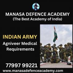 INDIAN ARMY AGNIVEER MEDICAL REQUIREMENTS#indianarmy #AgniveerMedicalRequirements#trending 

Looking to join the Indian Army? Look no further than the Agniveer medical requirements provided by Manasa Defence Academy. With years of experience in providing the best training, Manasa Defence Academy ensures that you meet the necessary medical requirements to become a part of the esteemed Indian Army.  we dive deep into the comprehensive medical requirements and highlight the key elements you need to know. From physical fitness to mental strength, we cover it all. Don't miss out on this opportunity to receive expert guidance and enhance your chances of success in joining the Indian Army. Join Manasa Defence Academy today!

web:www.mansadefenceacademy.com
call : 77997 99221

#indianarmy #AgniveerMedicalRequirements #manasadefenceacademy #besttrainingindia #indianarmytraining #joinindianarmy #indianarmyexampreparation #physicalfitness #mentalstrength #MedicalRequirements #indiandefenceforces #MilitaryTraining #IndianArmyRecruitment #ServiceToNation #indianarmyaspirants #careerinindianarmy #military