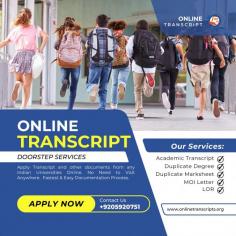 Online Transcript is a Team of Professionals who helps Students for applying their Transcripts, Duplicate Marksheets, Duplicate Degree Certificate ( Incase of lost or damaged) directly from their Universities, Boards or Colleges on their behalf. Online Transcript is focusing on the issuance of Academic Transcripts and making sure that the same gets delivered safely & quickly to the applicant or at desired location. 