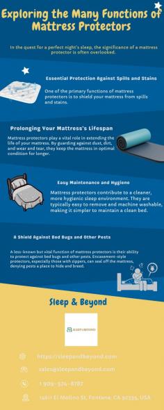In the quest for a perfect night's sleep, the significance of a mattress protector is often overlooked. 

Know more by visiting : https://sleepandbeyond.com