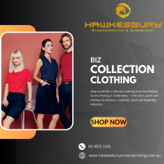 Shop stylish Biz Collection clothing from Hawkesbury Screen Printing & Embroidery – with shirts, pants and clothing for business, corporate, retail and hospitality industries. Shop now: https://www.hawkesburyscreenprinting.com.au/