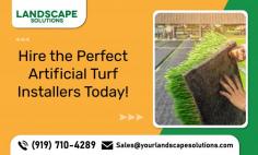 Enhance Your Outdoor Space with Artificial Turf Today!

Ready to enhance your overall home or workspace appeal? Hire our well-versed artificial turf installer in Raleigh to experience a refined appearance and pet-friendly environment. If you’re seeking an attractive, low-maintenance landscaping solution, synthetic turf is the way to go! Landscape Solutions offers a wide range of artificial turf products that are sure to meet your requirements and budget.
