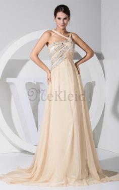 Gerüschtes Spaghetti Träger Empire Taille Abendkleid mit Plissierungen