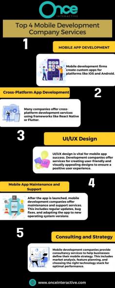 Once Interactive is a Mobile Development Company that specialises in offering a wide range of services customised to the changing needs of the digital landscape. With an emphasis on mobile app development, Once Interactive provides comprehensive solutions for transforming unique ideas into functioning and user-friendly mobile apps. Their services include the complete development lifecycle, from conceptualization to testing and implementation. As a forward-thinking firm, Once Interactive keeps up with the newest technology and market trends to provide cutting-edge and competitive mobile solutions to its clients. Whether it's iOS, Android, or cross-platform development, Once Interactive is dedicated to providing high-quality mobile applications that meet client objectives and user expectations.
Visit For More - http://onceinteractive.com/our-services/mobile-app-development/