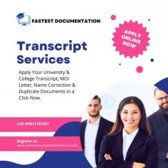 Online Transcript is a Team of Professionals who helps Students for applying their Transcripts, Duplicate Marksheets, Duplicate Degree Certificate ( Incase of lost or damaged) directly from their Universities, Boards or Colleges on their behalf. Online Transcript is focusing on the issuance of Academic Transcripts and making sure that the same gets delivered safely & quickly to the applicant or at desired location.