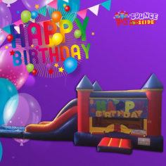 Bounce Castle with a colorful motif, excellent for a celebration or a kid’s birthday! Maximum fun with an inflatable slide and bouncy castle. Simply specify whether you will use the unit in a wet or dry environment.
https://www.bouncenslides.com/items/dry-combos/happy-birthday-king-castle-dry-combo/