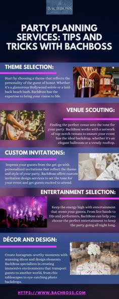 Are you looking to throw an unforgettable party without the stress? Look no further than BachBoss  party planning services for all your needs! Here are some expert tips and tricks to make your event a smashing success. Read more...